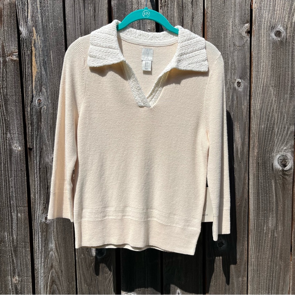 Joie tan crochet v- neck sweater size small